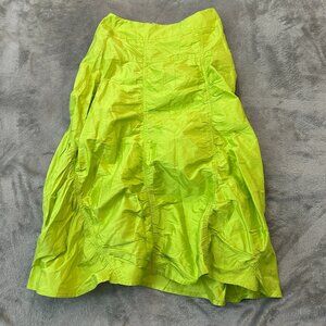 Areli Collection 100% Silk Bright Green Maxi Skirt Women's 6 Grunge Whimsigoth